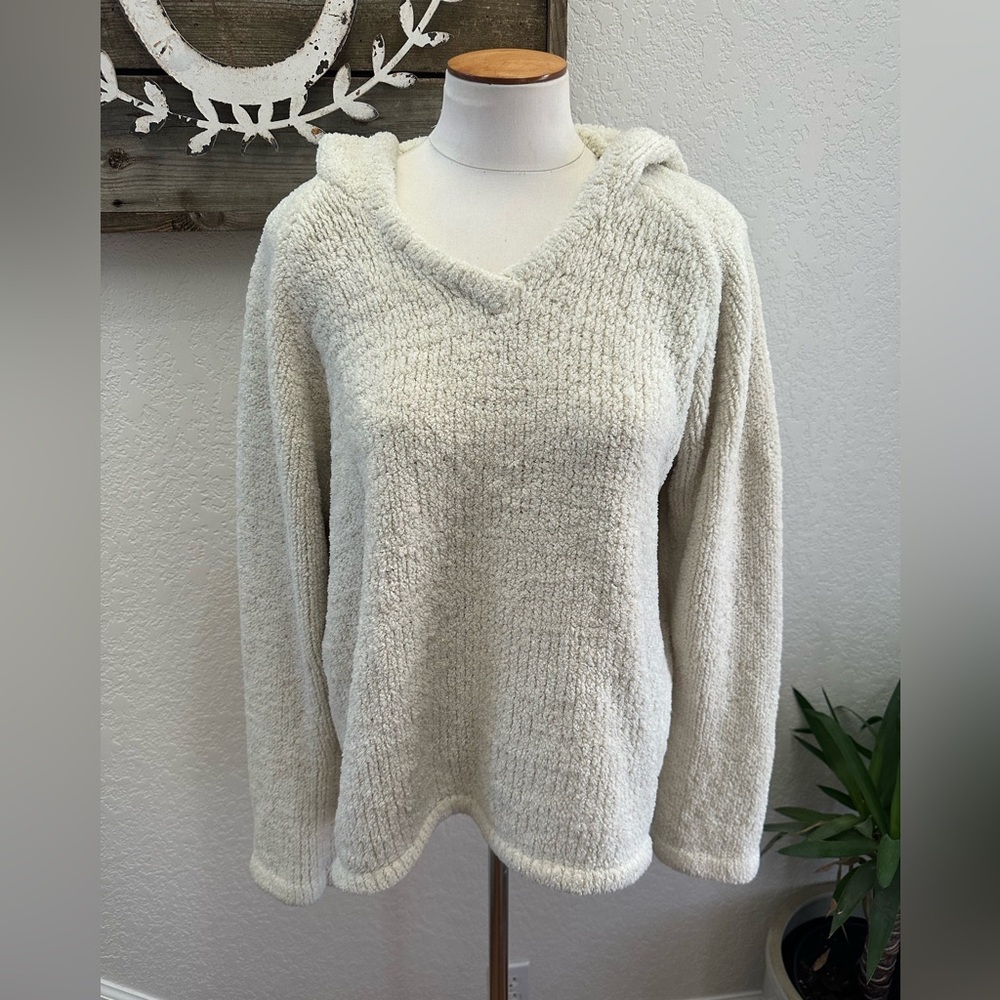 Josie by Natori boucle chenille loungewear hoodie cream ladies Large‎
